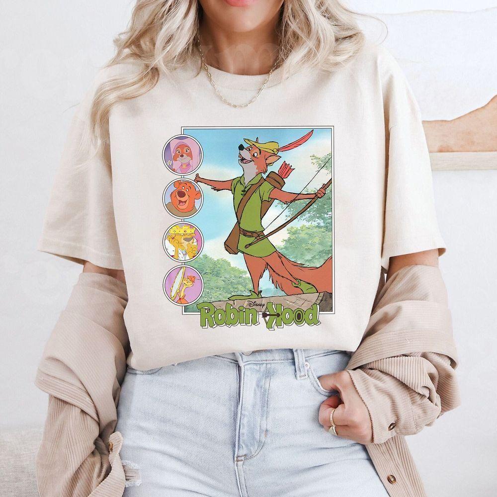 Robin Hood Characters Group Retro Disney Vuitino Shirt